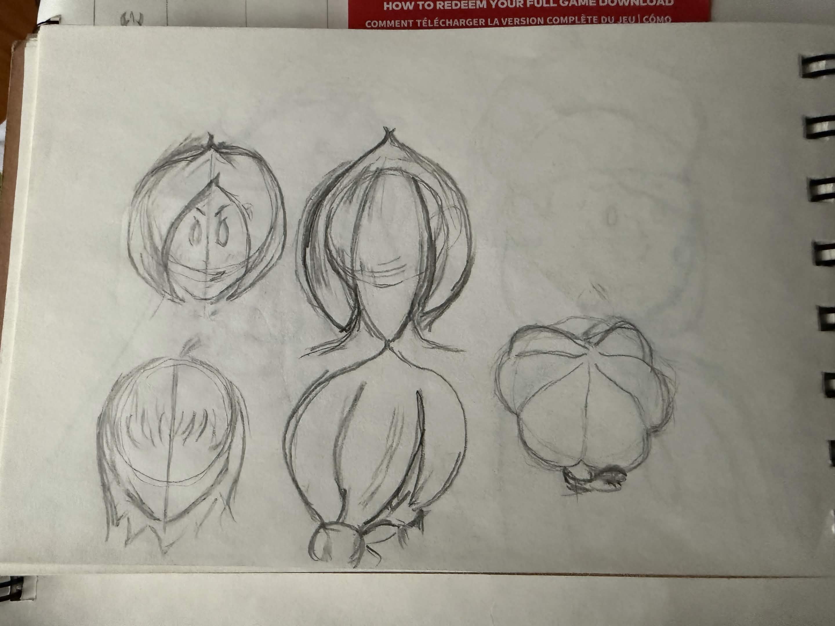 Early concept sketch of Amaryll's hair