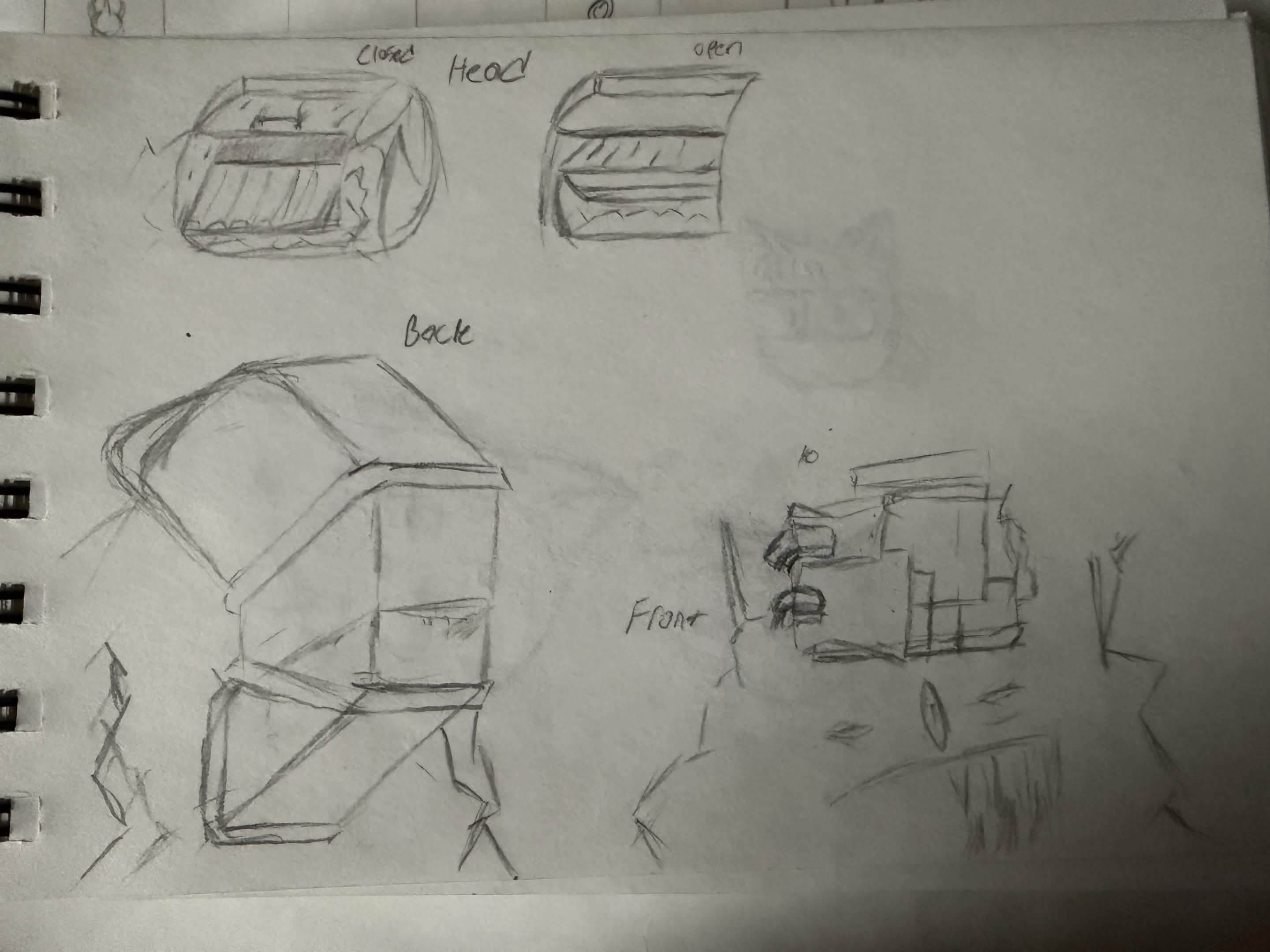 More early sketches. This describes the parts of Incinerator's body.