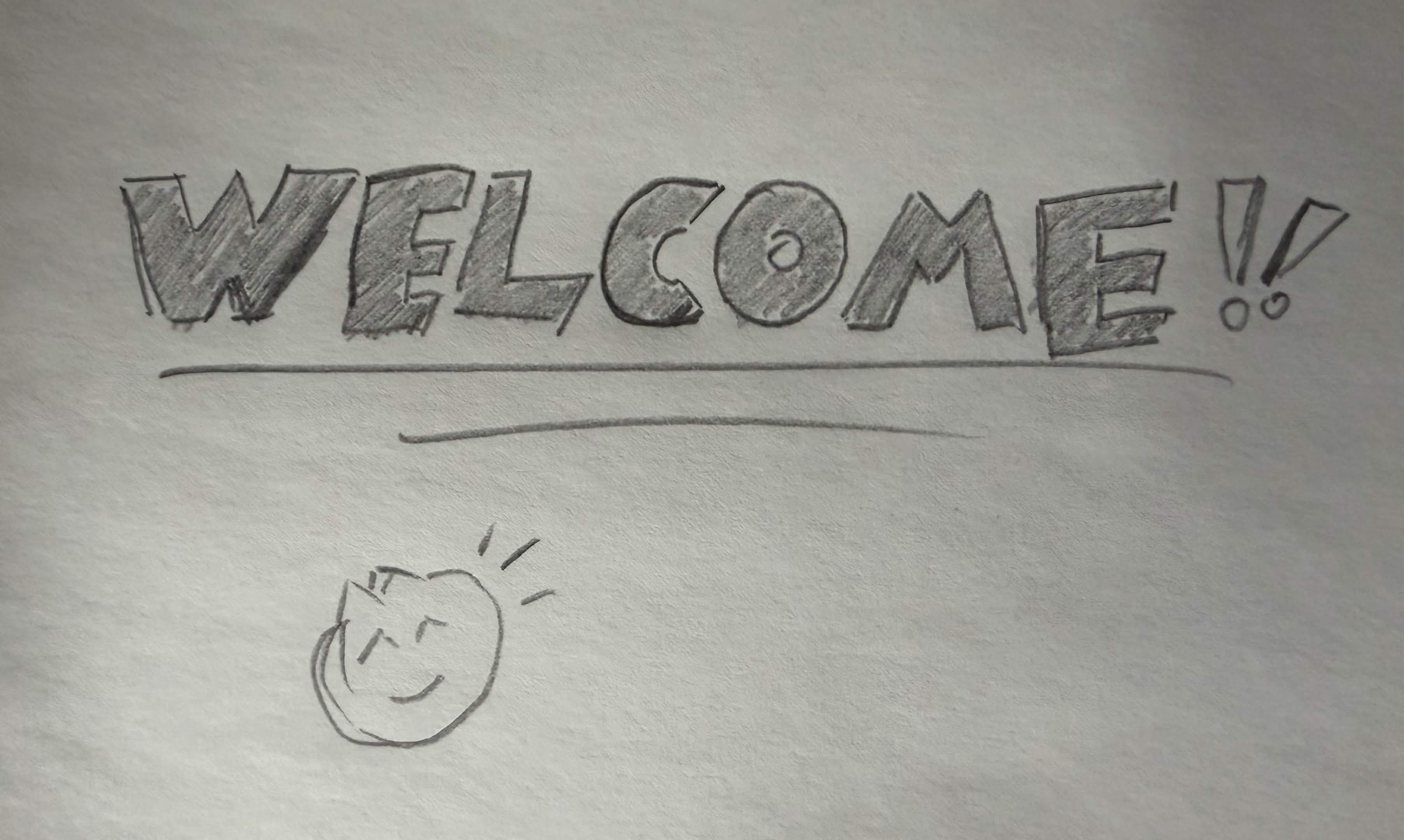 A large WELCOME with our mascot, Berry, sitting right below it.